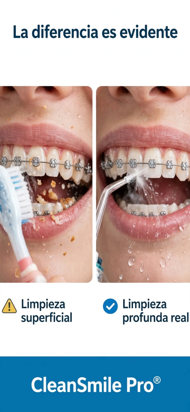 irrigador Bucal  CLEANSMILE Pro®  - Especial para Brackets - Pack 8 Boquillas