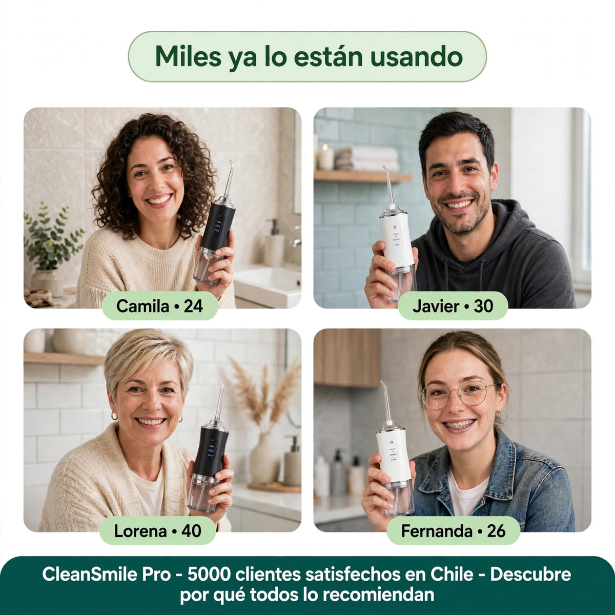 irrigador Bucal  CLEANSMILE Pro®  - Especial para Brackets - Pack 8 Boquillas
